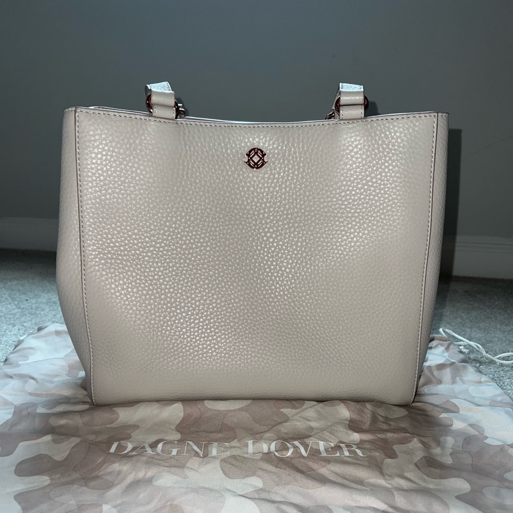Dagne Dover small allyn tote in bone Cream Pebbled Leather Tote